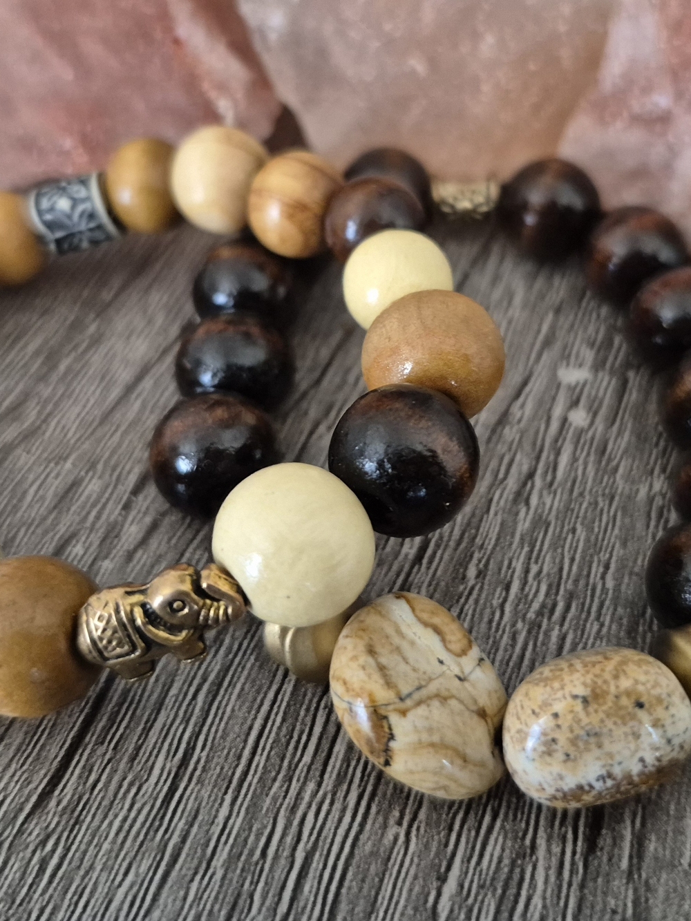Men's Natural Picture Jasper Braclet Set!